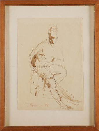 RUMI DONNINO (1906-1980) Ritratto di donna seduta. China su carta. Cm...