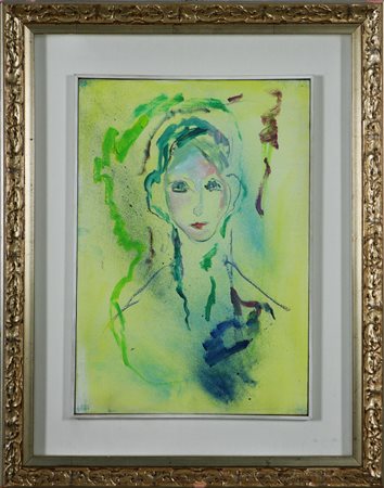 TRECCANI ERNESTO (1920 - 2009) Viso di donna. Olio, cm 35x50. Autentica...