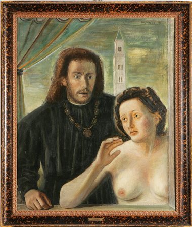 FILOCAMO LUIGI (1906 - 1988) I Malatesta. 1944 Olio su tavola, cm 61x75....