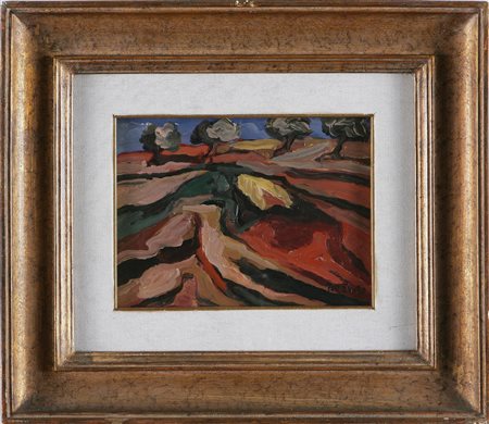 TERRUSO SAVERIO (1939 - 2003) Paesaggio. Olio su tela, cm 24x18. Firma in...