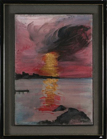 VERMI ARTURO (1928 - 1988) N 1 ( tramonto). Olio su tela, cm 50,5x70,5. Opera...