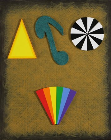 DEL PEZZO LUCIO (n. 1933) Elemento cromatico. Collage, colore acrilico su...