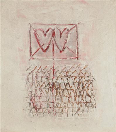 CELIBERTI GIORGIO (n. 1929) Felicità per due cuori. 1989 Affresco su tavola,...