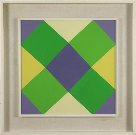 GLATTFELDER HANS JORG (n. 1939) Quattro piramidi ambivalenti. Olio su tela,...