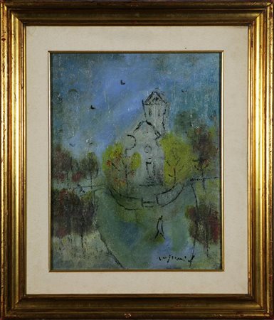 ROGNONI FRANCO (1913 - 1999) San Pietro. Olio su tela, cm 40x50. Autentica su...