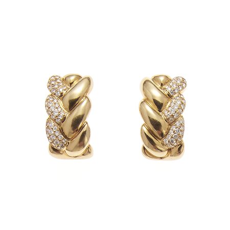 Cartier Orecchini in oro giallo 18kt e diamanti taglio brillante, motivo a...