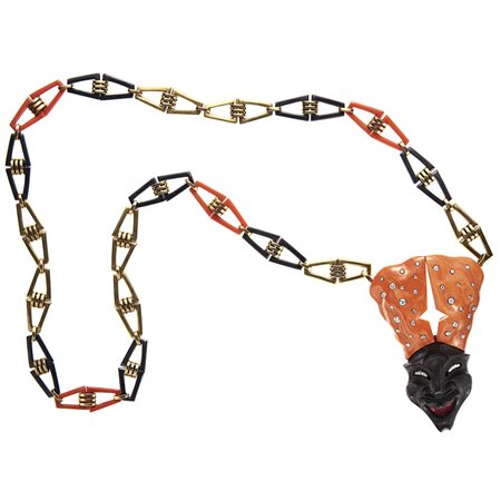 Romolo Grassi Collana in oro giallo 18kt a maglie trapezoidali alternate a...