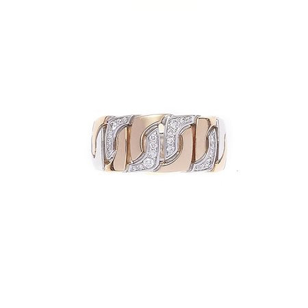 Chimento Anello in oro bicolore 18kt realizzato a fascia con decoro in...