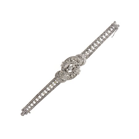 Bracciale in oro bianco 18kt Interamente in diamanti taglio huit-huit e...