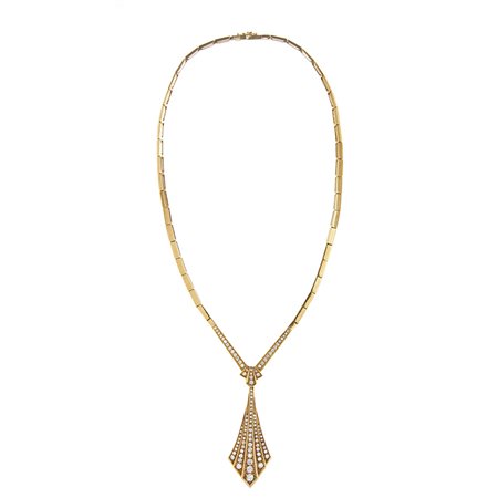 Collana in oro giallo 18kt Con centrale in diamanti taglio brillante per...