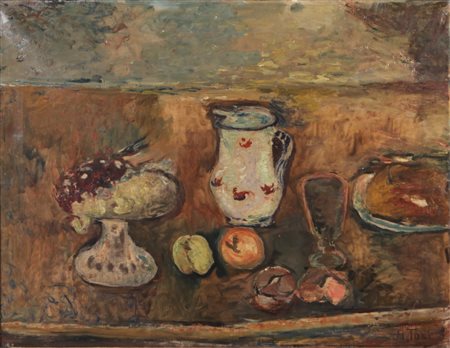 ARTURO TOSI (1871-1956) Natura morta con vaso (seconda metà anni '50)olio su...