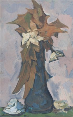 DOMENICO CANTATORE (1906-1998) Natura morta con vaso di fiori 1944olio su...