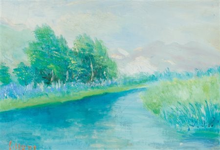 UMBERTO LILLONI (1898-1980) Versilia 1961olio su tela cm 21 5x31 5firmato in...