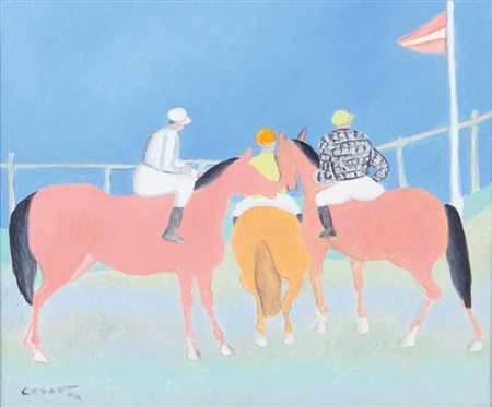 GIUSEPPE CESETTI (1902-1990) Cavalli olio su tela cm 50x60firmato in basso a...