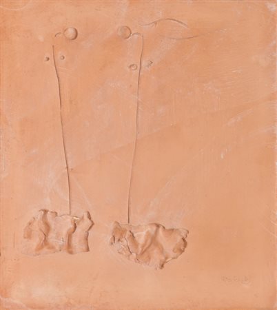 CIMINAGHI VIRGINIO (1911-2001) La prima coppia 1972terracotta cm 44 4x39 6x2...
