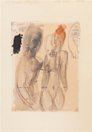 MARIO SIRONI (1885-1961) Due nudi 1948 circamatita china tempera diluita e...