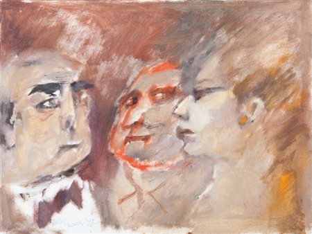 MINO MACCARI (1898-1989) I Personaggiolio su cartone telato cm 30x40firmato...