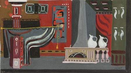 ATANASIO SOLDATI (1896-1953) Senza titolo tempera su carta cm 18x31firmato in...