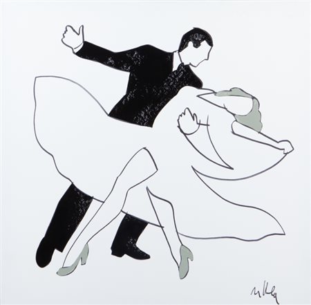 MARCO LODOLA (1955-) Dancing 2007smalto su tela cm 100x100firmato in basso a...