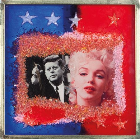 OMAR RONDA (1947-2017) Marilyn & J.F.K. Frozen 2005tecnica mista su tavola cm...