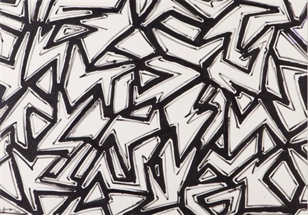 GIOVANNI ASDRUBALI (1955-) Nemico 1986acrilico su carta intelata cm...