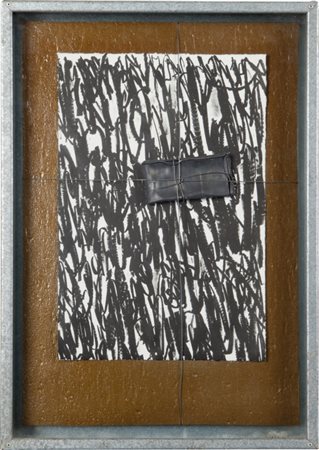 JANNIS KOUNELLIS (1936-2017) Senza titolo piombo filo di ferro su serigrafia...