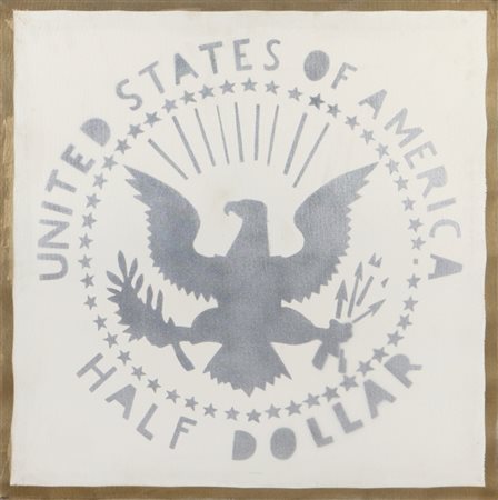 FRANCO ANGELI (1935-1988) Half Dollar (Antipittura) anni '80spray su tela cm...