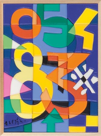 UGO NESPOLO (1941-) 80treacrilici su legno cm 24x18firmato in basso a...