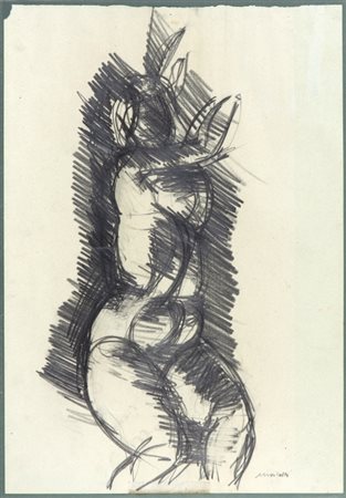 ENNIO MORLOTTI (1910-1992) Senza titolocarboncino su carta cm 49 5x34firmato...