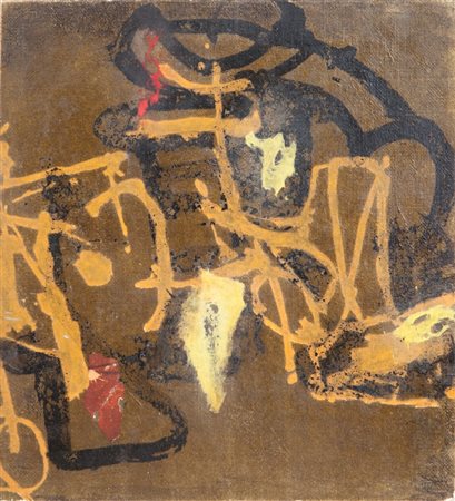 AFRO BASALDELLA (1912-1976) Senza titolo 1963olio su carta intelata cm 51...