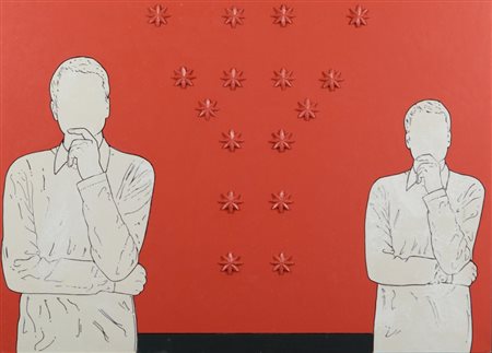 RENATO MAMBOR (1936-2014) Renato pensieroso 2006tecnica mista su tela...