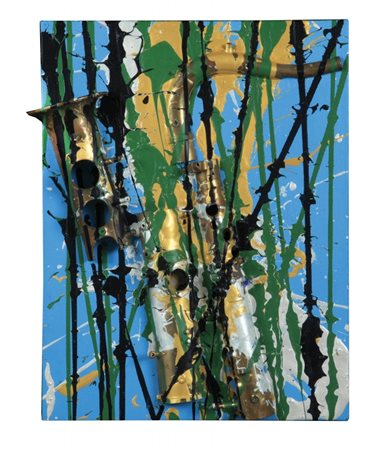 FERNANDEZ ARMAN (1928-2005) Senza titolo 2002acrilico e tromba su tela cm...