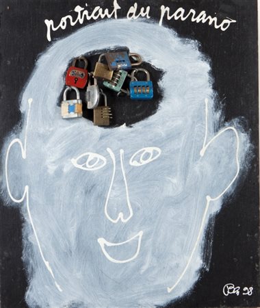 BEN VAUTIER (1935-) Portrait du parano 1998lucchetti e tecnica mista su...