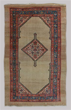 Tappeto Hamadan, Persia fine secolo XIX. Decoro con medaglione romboidalesu...