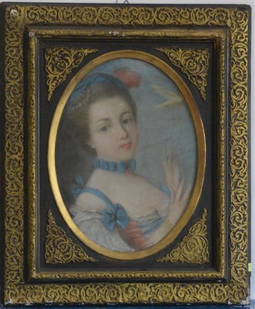 Scuola francese del secolo XIX, "Ritratto di dama" pastelli colorati su...