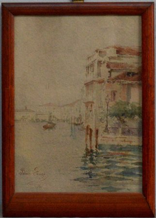 Bice Finzi "Scorcio di Venezia" acquarello su carta (cm 21x15) firmato e...