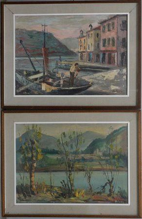 Bottasini - Lotto di tre dipinti ad olio su tela e masonite raffiguranti...
