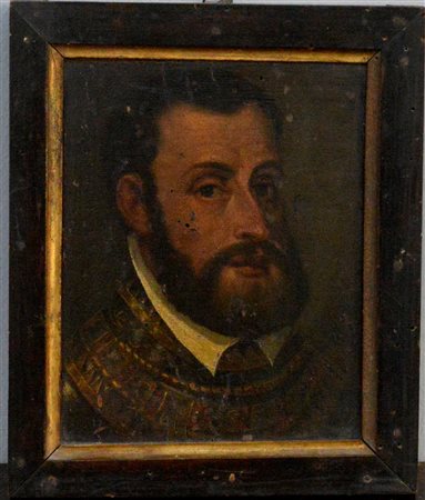 Scuola del secolo XVII "Ritratto di nobiluomo" olio su tavoletta (cm...