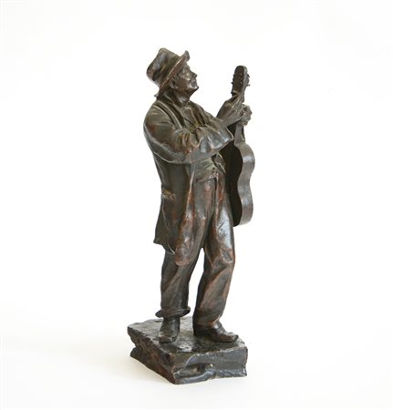 Gabriele Parente (1875 - 1899)"L'accordatore" scultura in bronzo (h cm 36)...