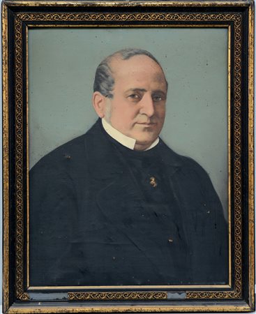 Scuola del secolo XX "Ritratto di gentiluomo" Olio su tela (cm 62x48) In...