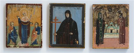 Lotto composto da tre icone diverse (cm 6,5x5) (difetti e mancanze)