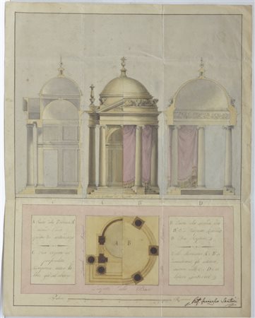 Francesco Santini (Bologna? 1763-1840) "Studio per tribuna" penna e...