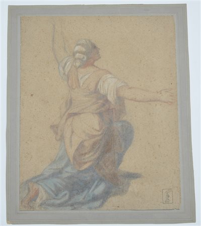 Scuola bolognese del secolo XVIII-XIX "Figura femminile" pastelli colorati su...