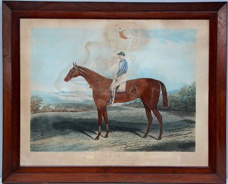 Lotto composto da due incisioni acquerellate raffiguranti rispettivamente un...