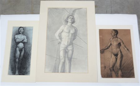 Autori diversi, lotto composto da tre disegni raffiguranti San Sebastiano e...