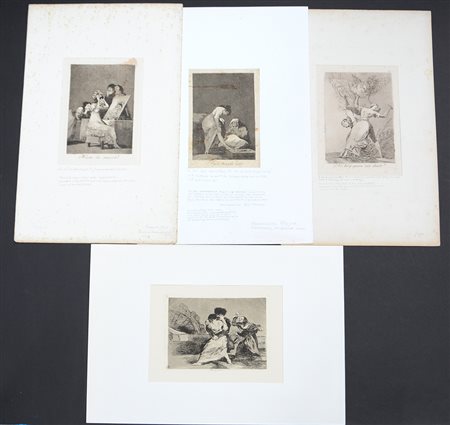 Goya, gruppo di quattro incisioni di diversa tiratura e soggetto (difetti)