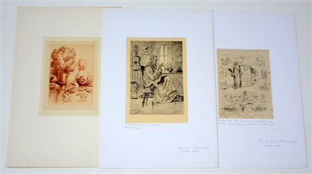 Felicine Rops,Auguste Lepere, cartella con sei incisioni diverse (difetti)