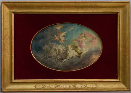 Ignoto "Figura mitologica" olio su tela (cm 35x54) in cornice (difetti)