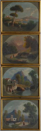 Ignoto del secolo XIX, “Paesaggi fluviali” e “Veduta del golfo di Napoli da...