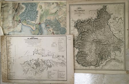 Cartella contenente numerose carte geografiche del secolo XIX